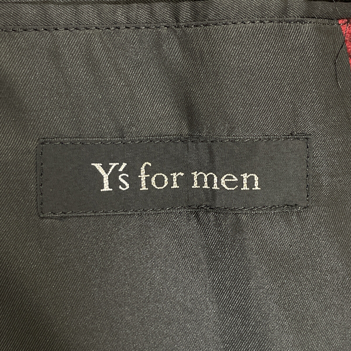 Y's for men Black Red Arm Leather Check No Jacket Size