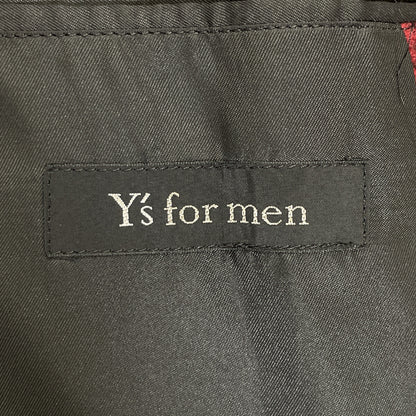 Y's for men Black Red Arm Leather Check No Jacket Size