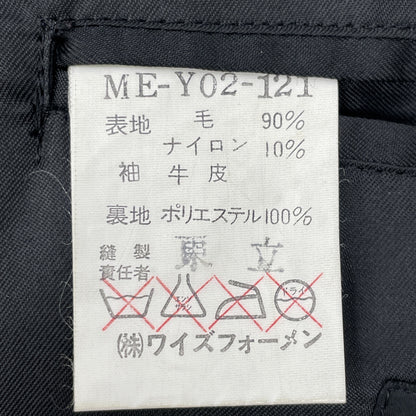 Y's for men Black Red Arm Leather Check No Jacket Size