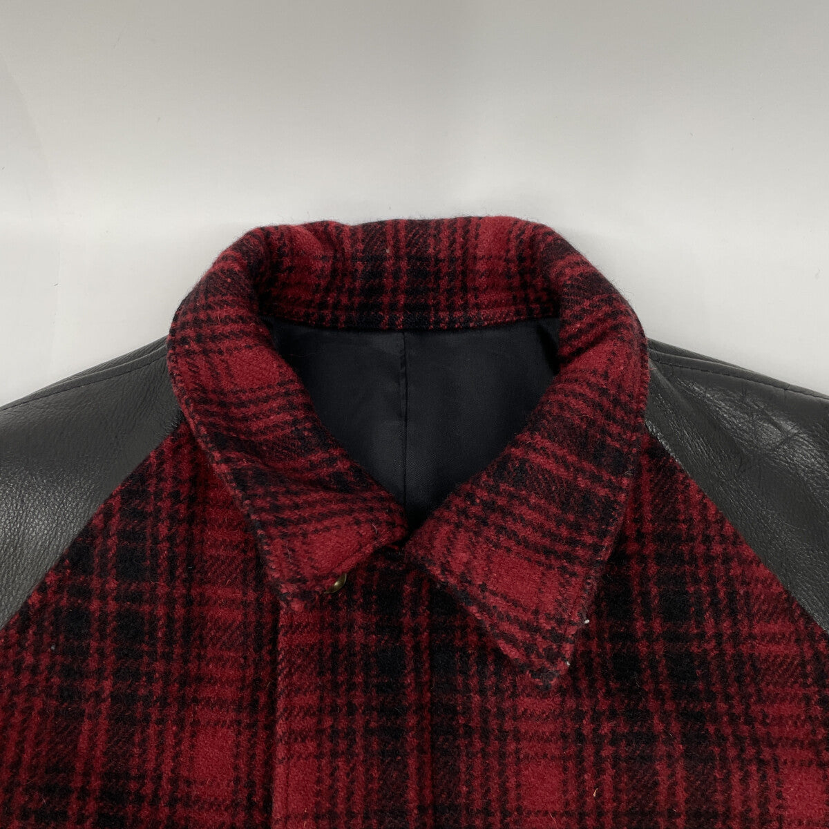 Y's for men Black Red Arm Leather Check No Jacket Size