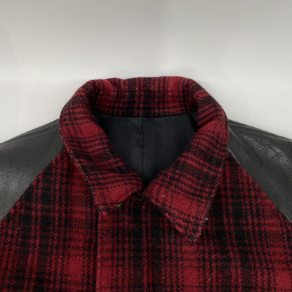 Y's for men Black Red Arm Leather Check No Jacket Size