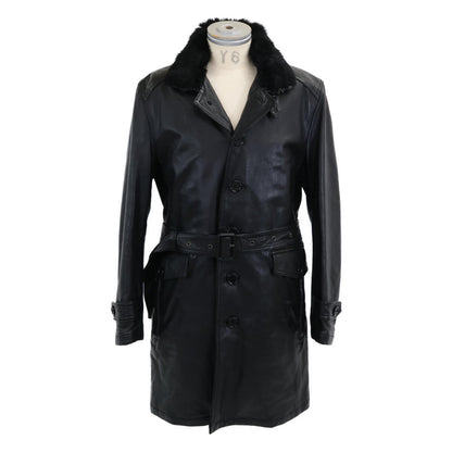 Burberry Black Label Lamb Leather Rabbit Coat Black Size LL