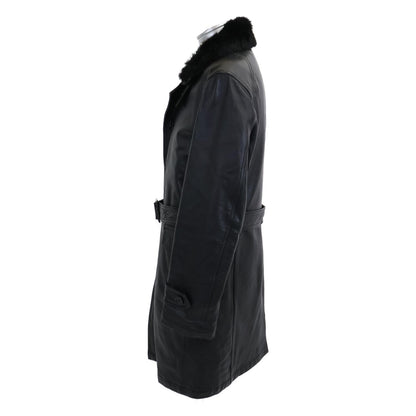 Burberry Black Label Lamb Leather Rabbit Coat Black Size LL