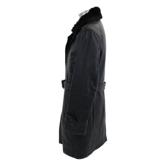 Burberry Black Label Lamb Leather Rabbit Coat Black Size LL