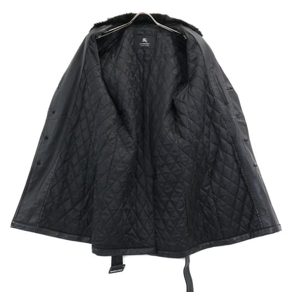 Burberry Black Label Lamb Leather Rabbit Coat Black Size LL