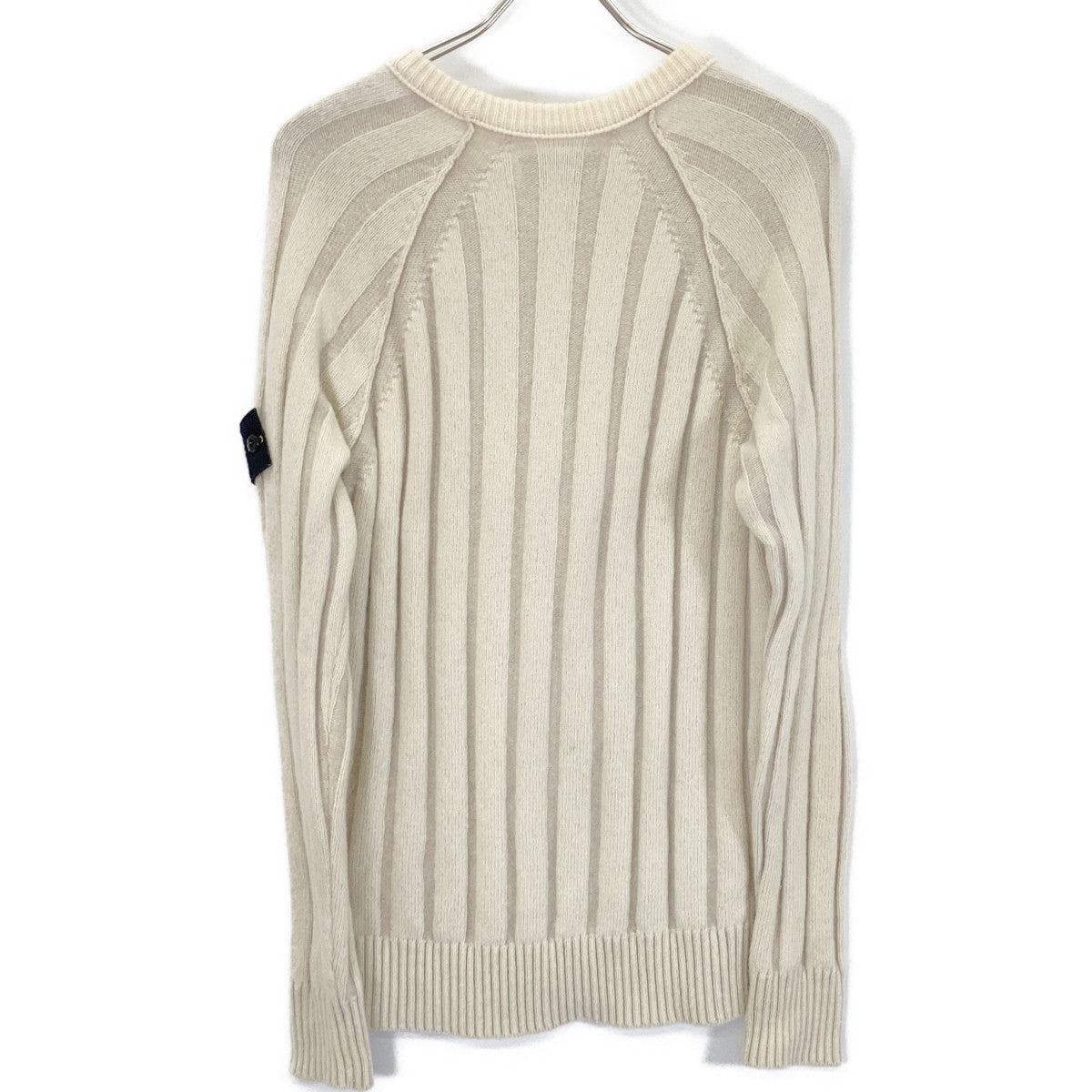 STONE ISLAND 7115503A4 Ivory Wool Logo Patch Rib Knit Size M