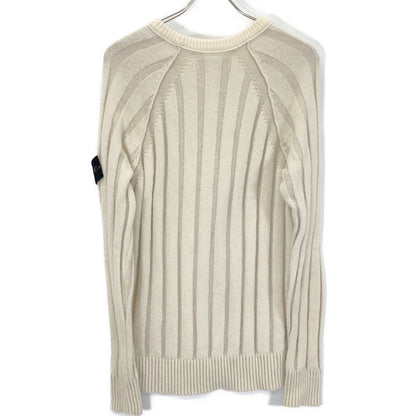 STONE ISLAND 7115503A4 Ivory Wool Logo Patch Rib Knit Size M