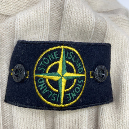 STONE ISLAND 7115503A4 Ivory Wool Logo Patch Rib Knit Size M
