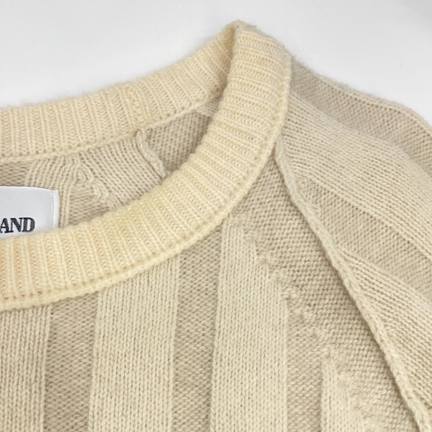 STONE ISLAND 7115503A4 Ivory Wool Logo Patch Rib Knit Size M
