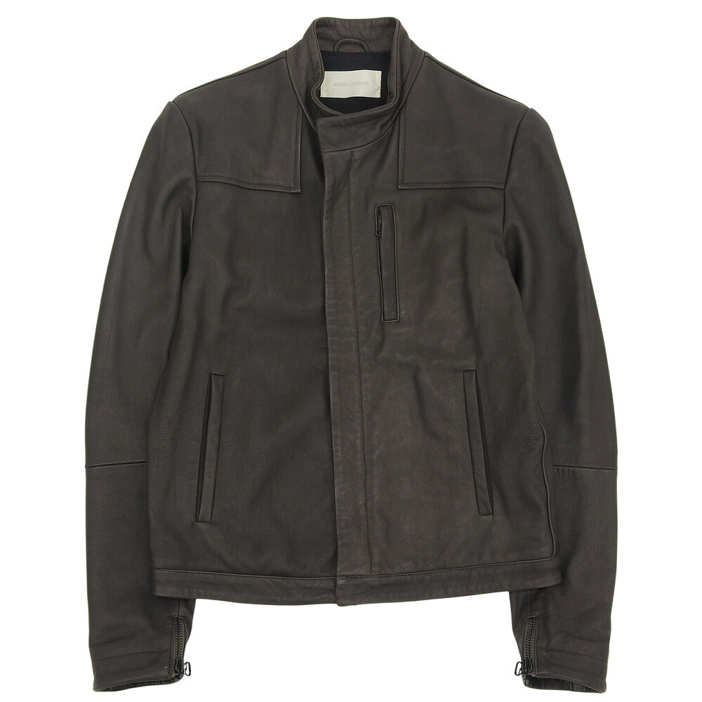 MAURO GRIFONI Brown Leather Single-Breasted Jacket Size 50