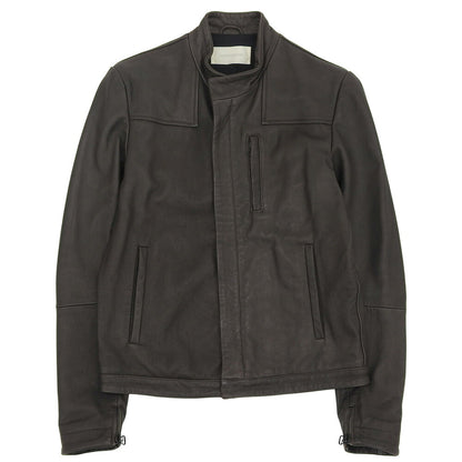 MAURO GRIFONI Brown Leather Single-Breasted Jacket Size 50