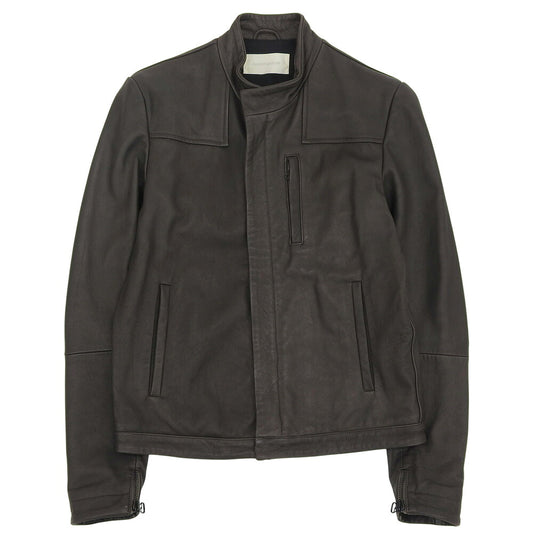 MAURO GRIFONI Brown Leather Single-Breasted Jacket Size 50