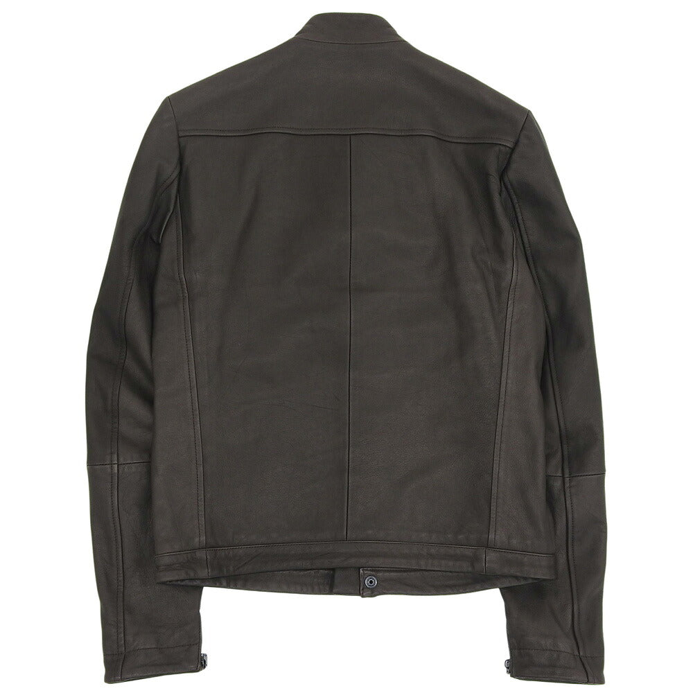 MAURO GRIFONI Brown Leather Single-Breasted Jacket Size 50