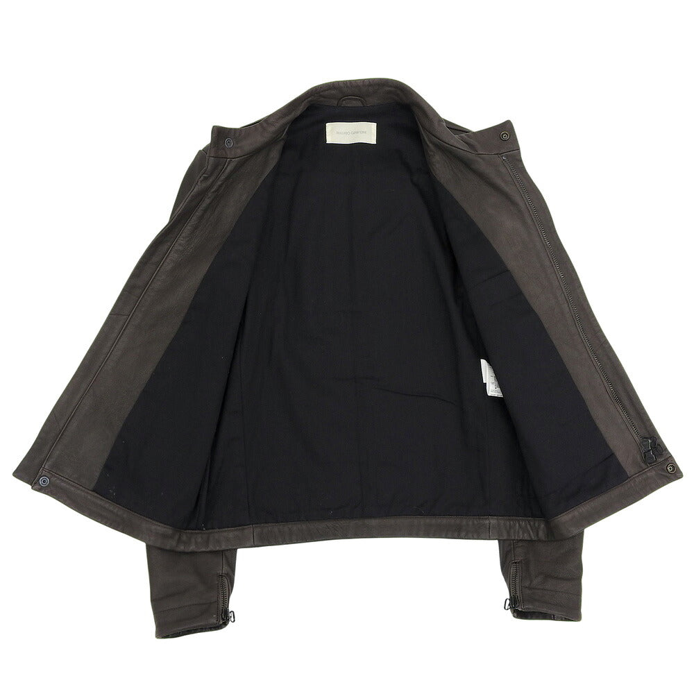 MAURO GRIFONI Brown Leather Single-Breasted Jacket Size 50