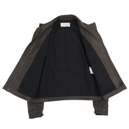 MAURO GRIFONI Brown Leather Single-Breasted Jacket Size 50