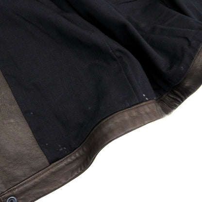 MAURO GRIFONI Brown Leather Single-Breasted Jacket Size 50