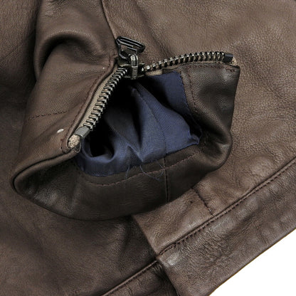 MAURO GRIFONI Brown Leather Single-Breasted Jacket Size 50