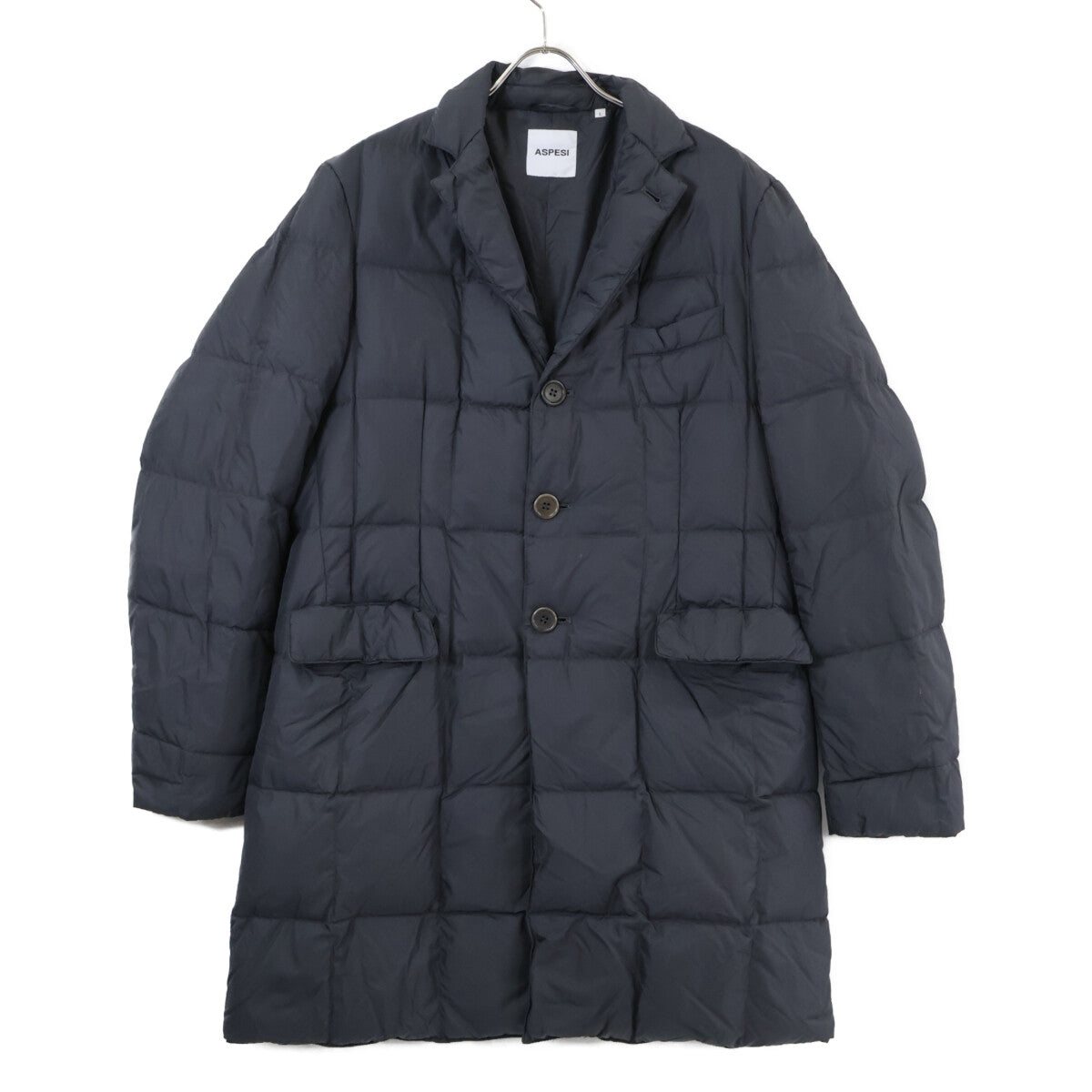 ASPESI OI22 Grey Chesterfield Quilted Down Coat Size L