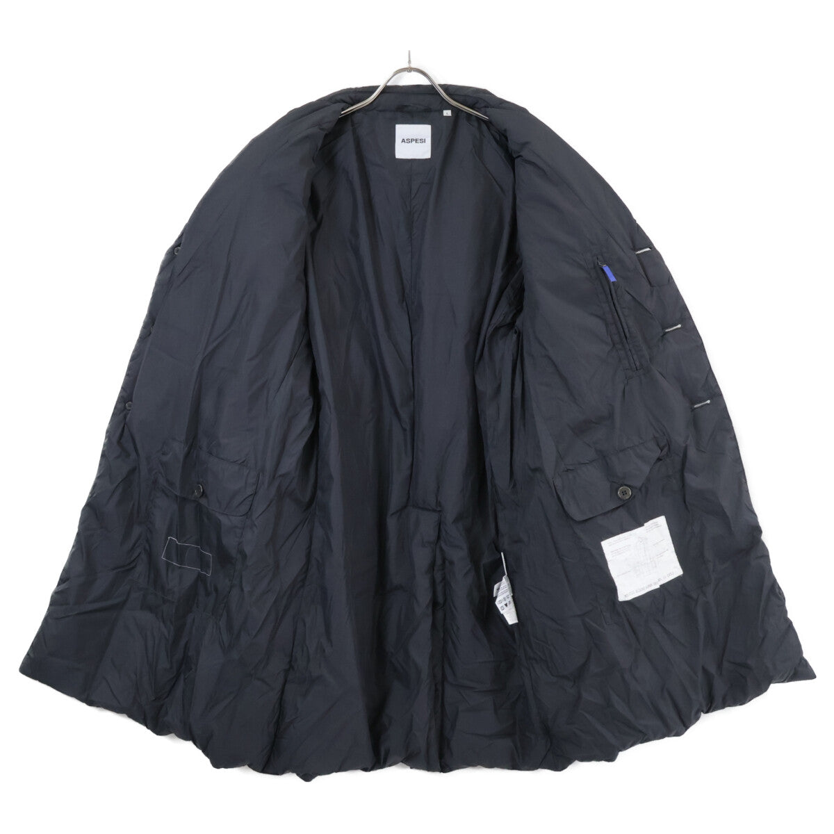 ASPESI OI22 Grey Chesterfield Quilted Down Coat Size L