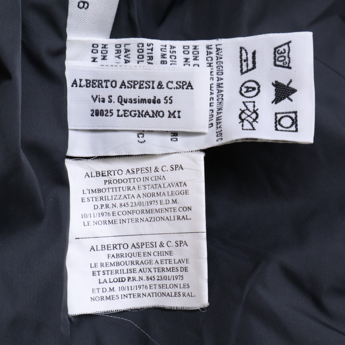 ASPESI OI22 Grey Chesterfield Quilted Down Coat Size L