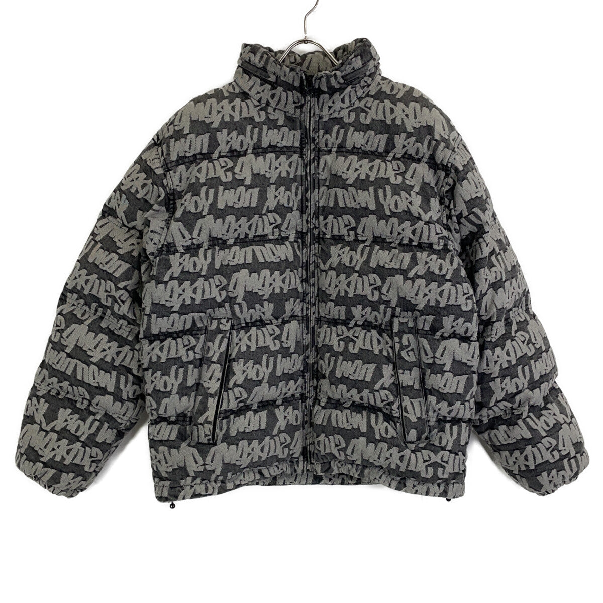 Supreme 22SS Gray Fat Tip Jacquard Puffer Jacket Size M