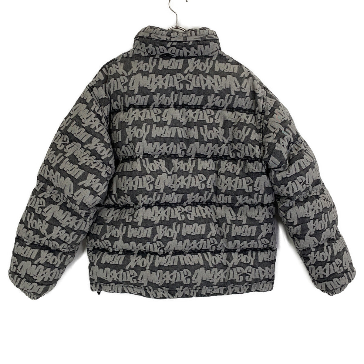 Supreme 22SS Gray Fat Tip Jacquard Puffer Jacket Size M