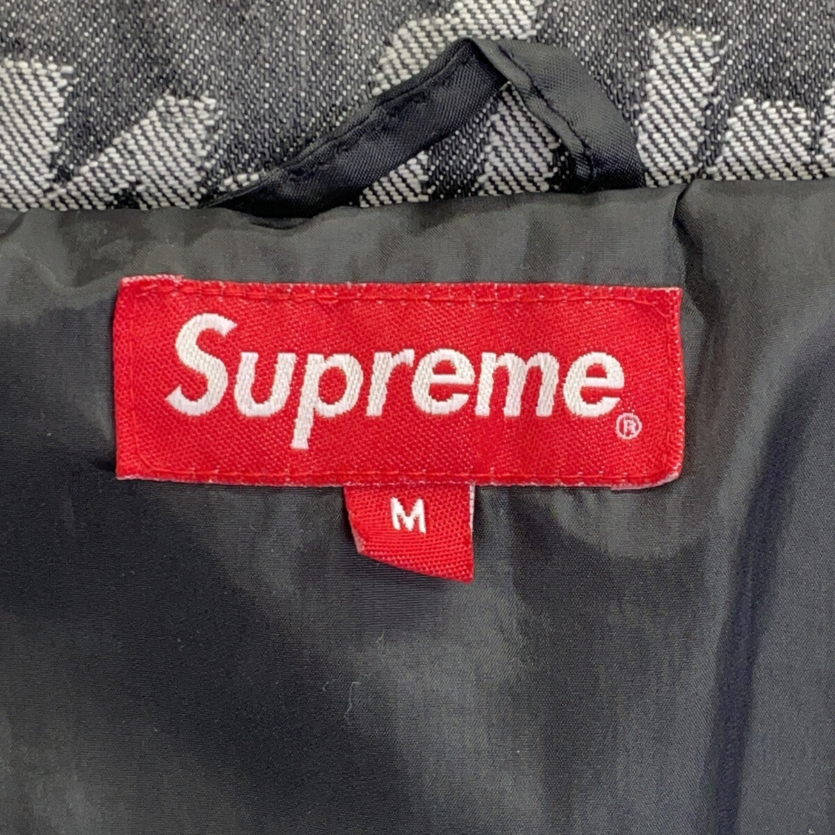 Supreme 22SS Gray Fat Tip Jacquard Puffer Jacket Size M