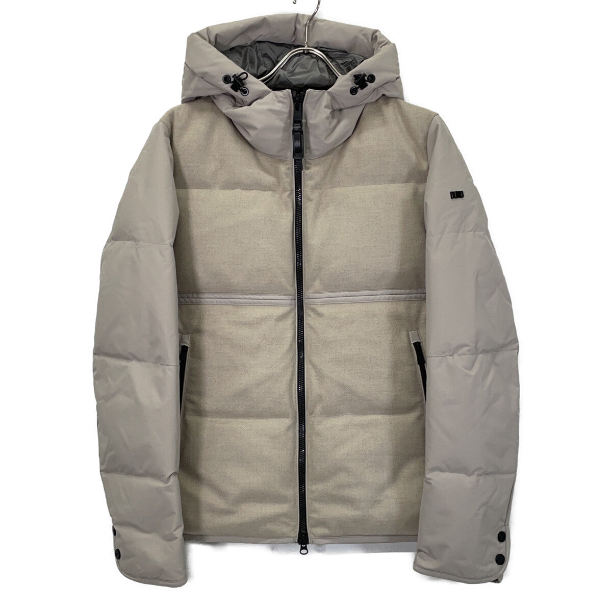 DUNO Gray Wool Nylon Hooded Down Coat Size M