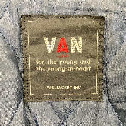 VAN JACKET 80s-90s Beige Navy Varsity Jacket Size L