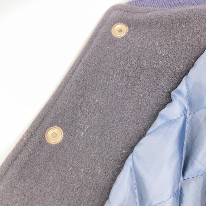 VAN JACKET 80s-90s Beige Navy Varsity Jacket Size L