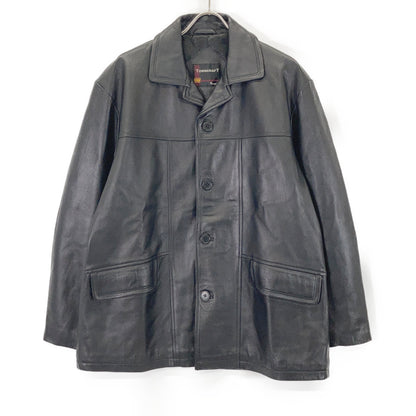 TOWN CRAFT Black Lamb Leather Car Coat Size L