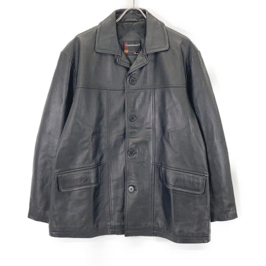 TOWN CRAFT Black Lamb Leather Car Coat Size L