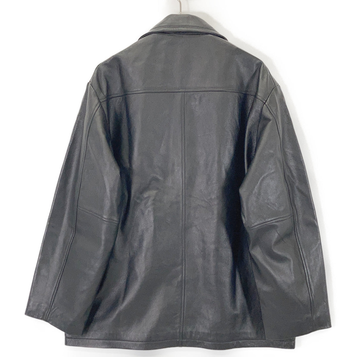 TOWN CRAFT Black Lamb Leather Car Coat Size L