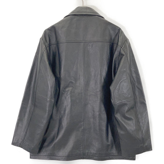 TOWN CRAFT Black Lamb Leather Car Coat Size L