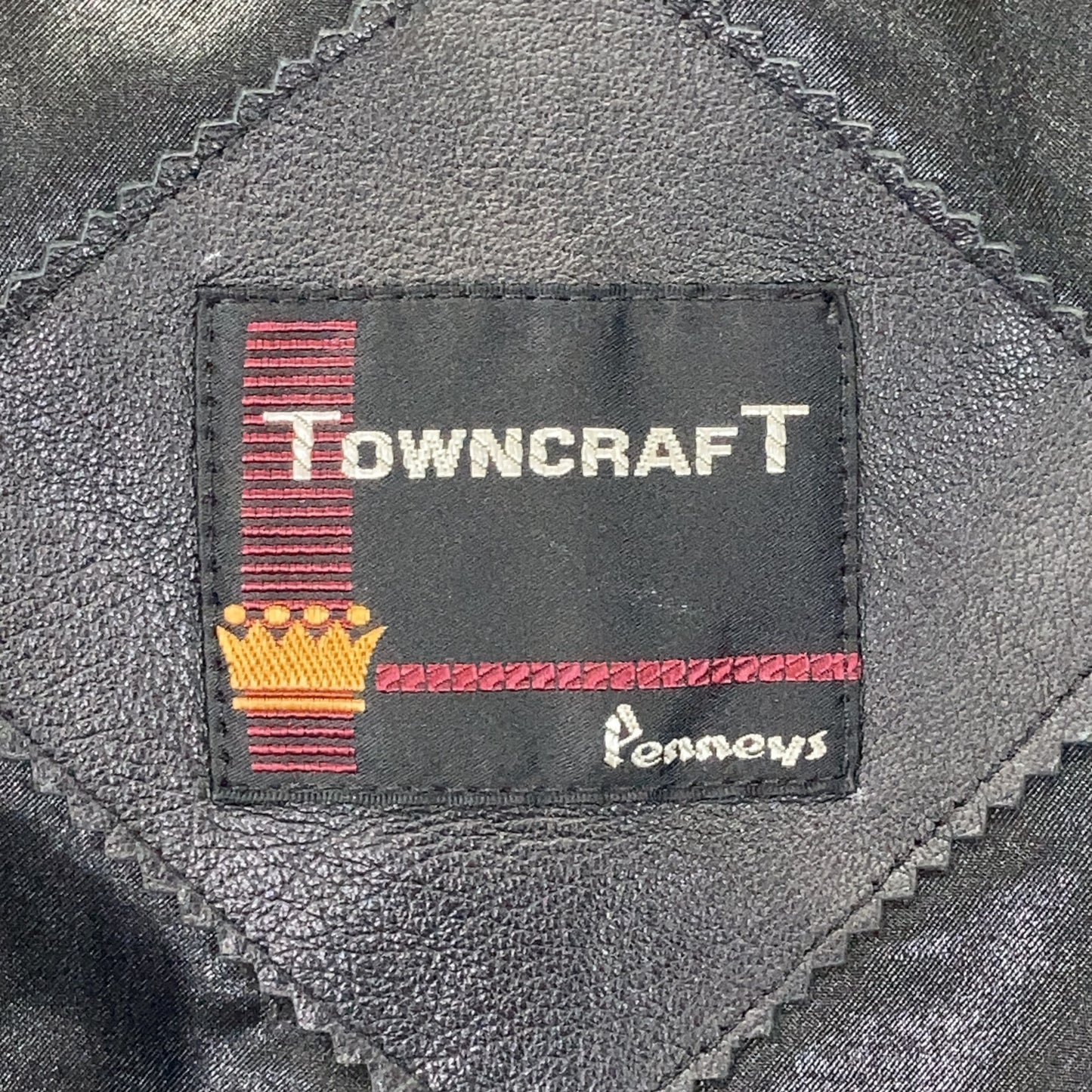 TOWN CRAFT Black Lamb Leather Car Coat Size L