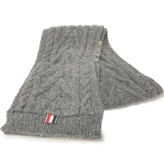 THOM BROWNE Gray Cable Knit Long Scarf