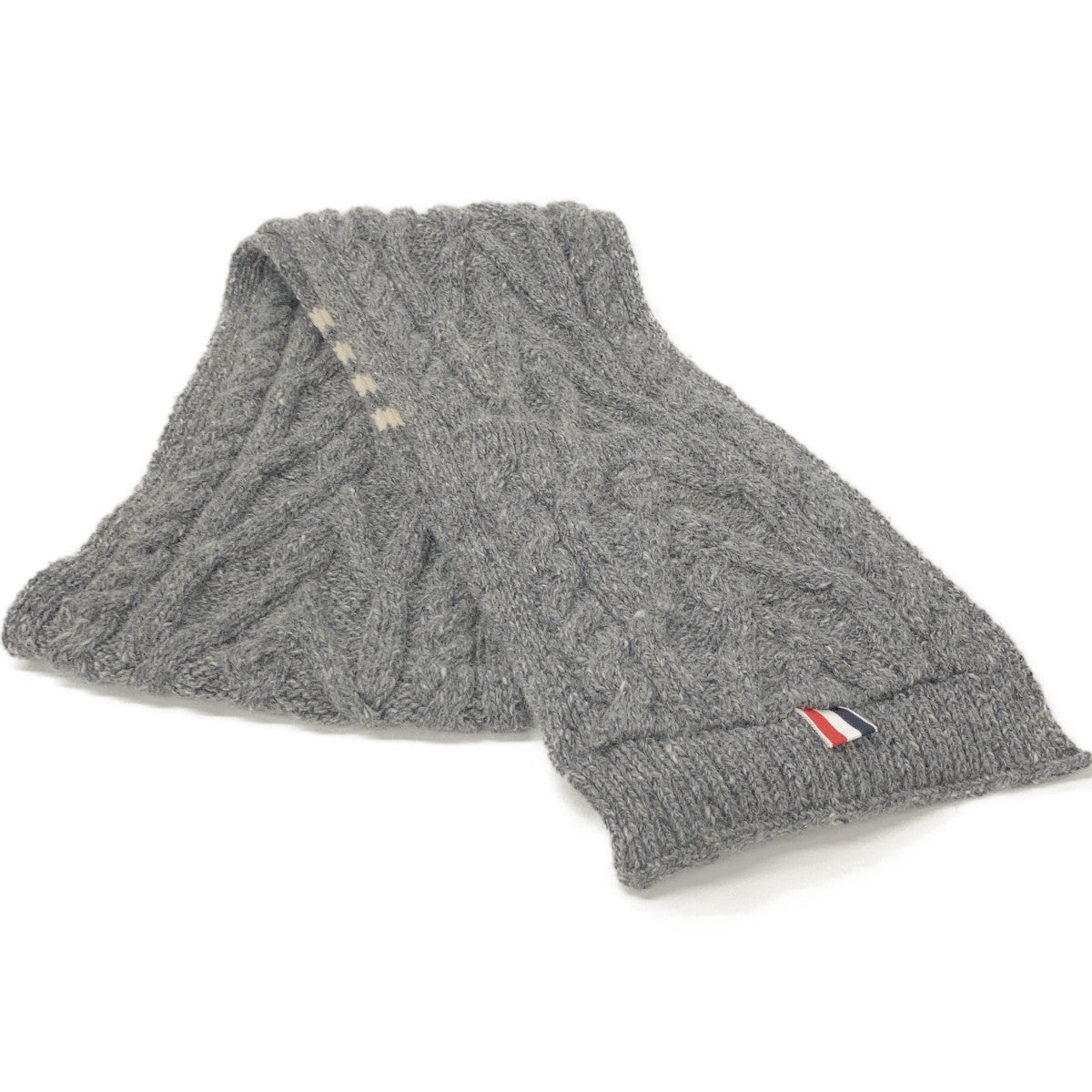 THOM BROWNE Gray Cable Knit Long Scarf