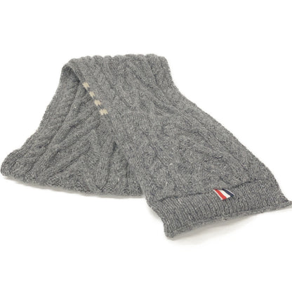 THOM BROWNE Gray Cable Knit Long Scarf