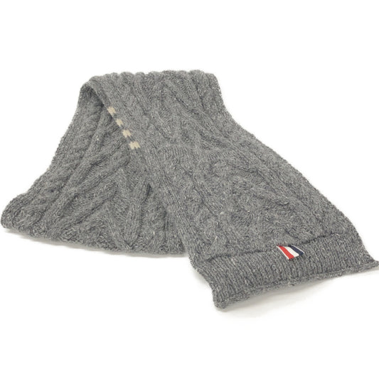 THOM BROWNE Gray Cable Knit Long Scarf