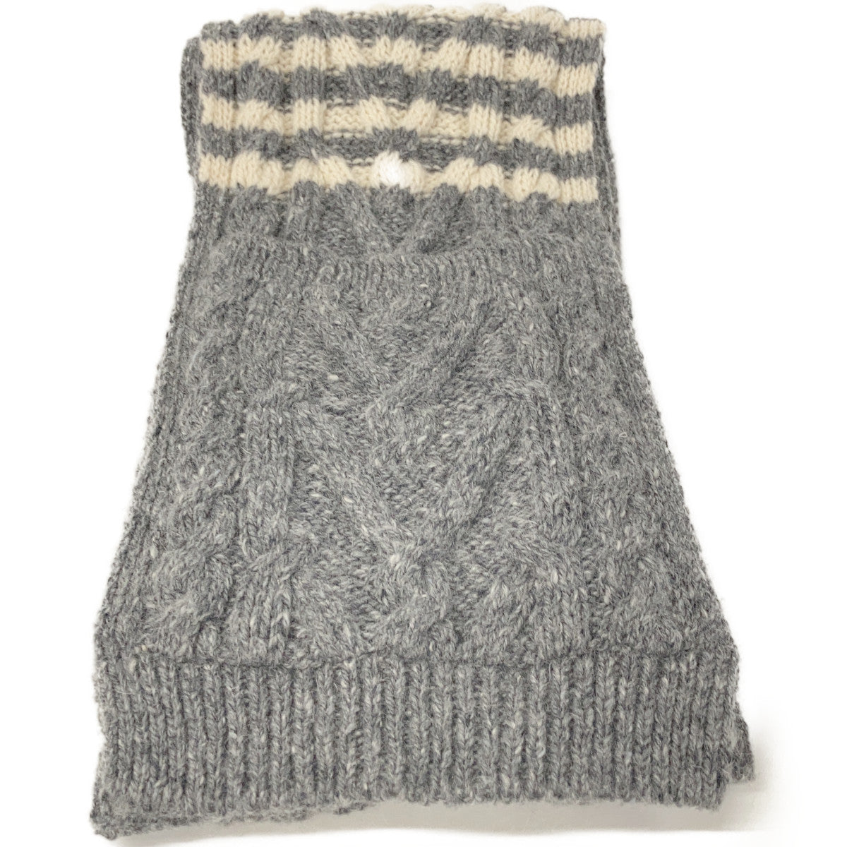 THOM BROWNE Gray Cable Knit Long Scarf