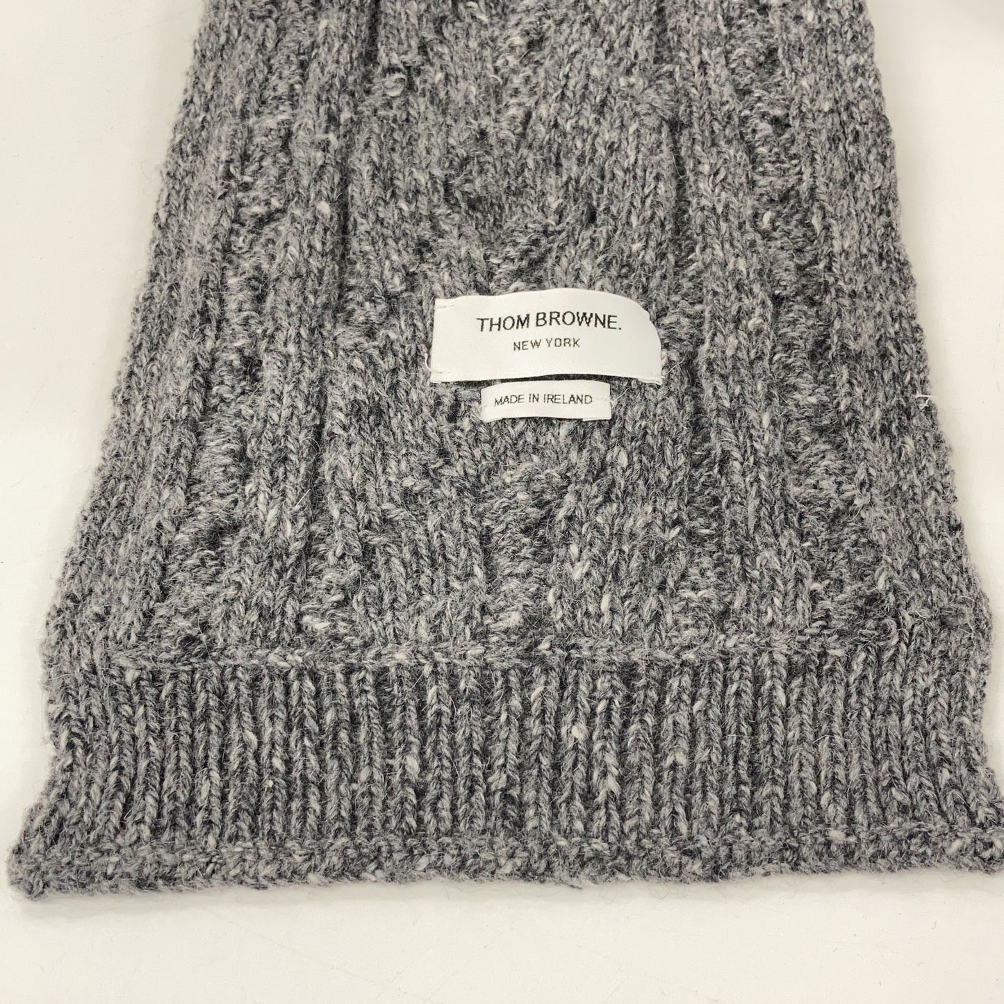 THOM BROWNE Gray Cable Knit Long Scarf