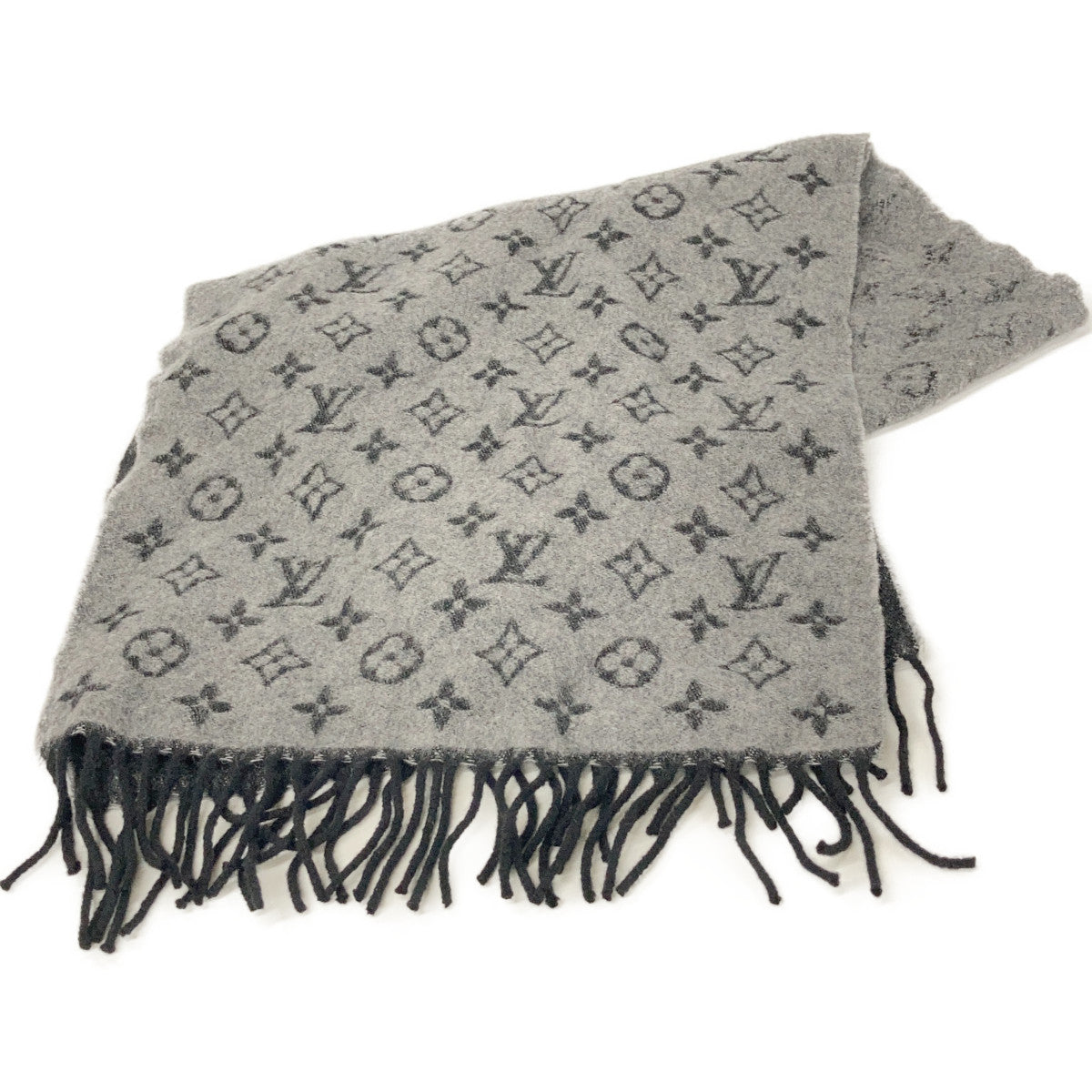 LOUIS VUITTON M75900 Monogram Gradient Cashmere Scarf Gray