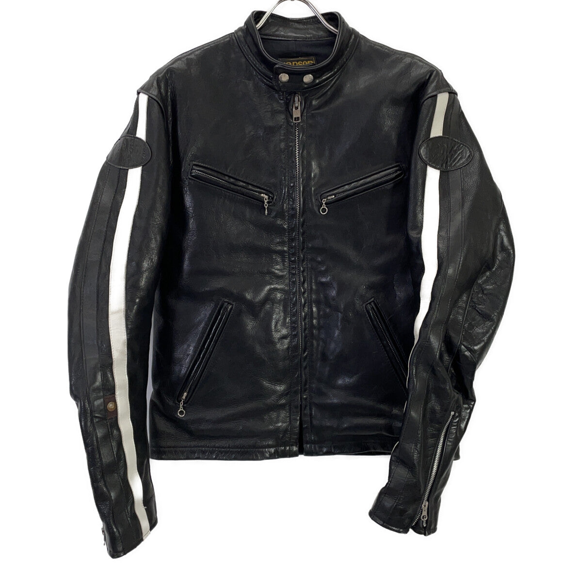 VANSON Black Leather Single Rider Jacket Size M