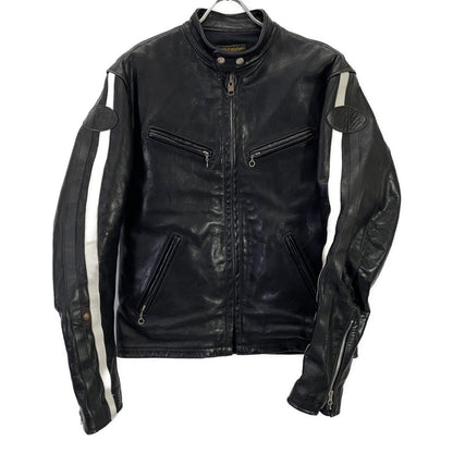 VANSON Black Leather Single Rider Jacket Size M