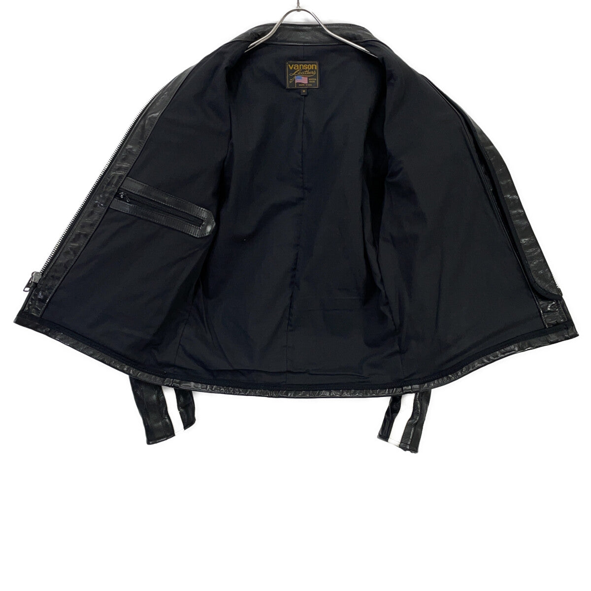 VANSON Black Leather Single Rider Jacket Size M