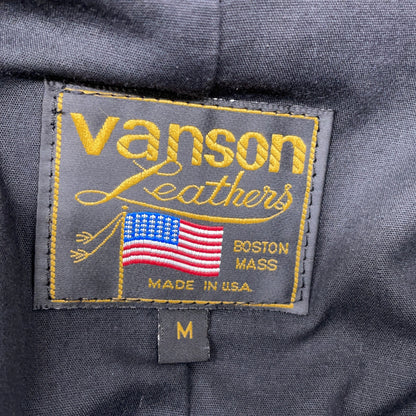 VANSON Black Leather Single Rider Jacket Size M