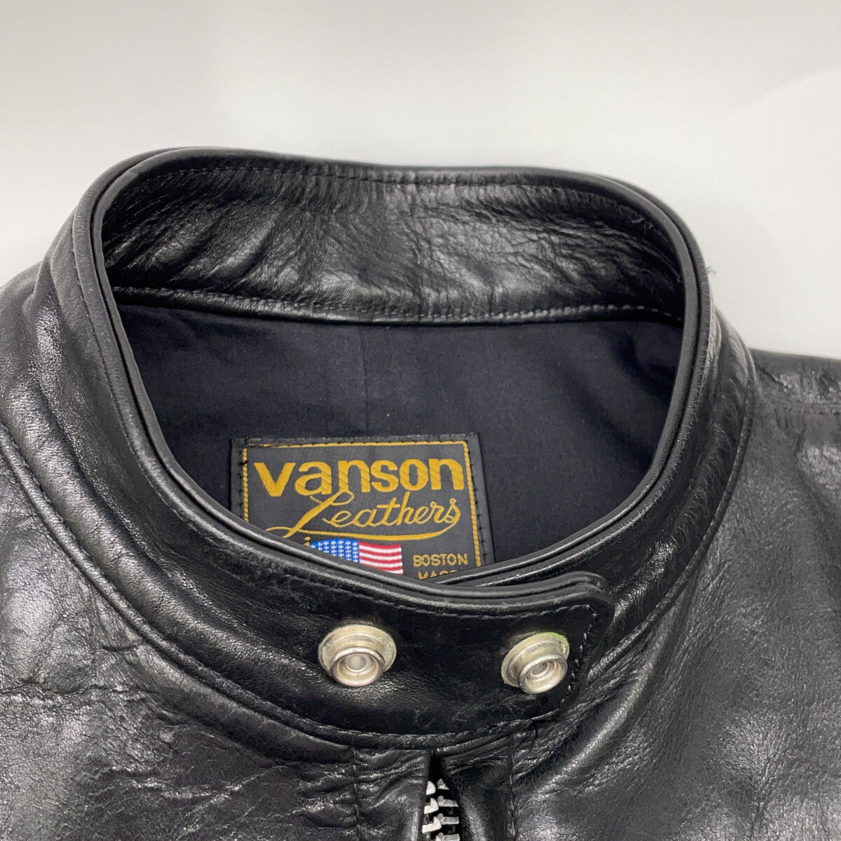 VANSON Black Leather Single Rider Jacket Size M