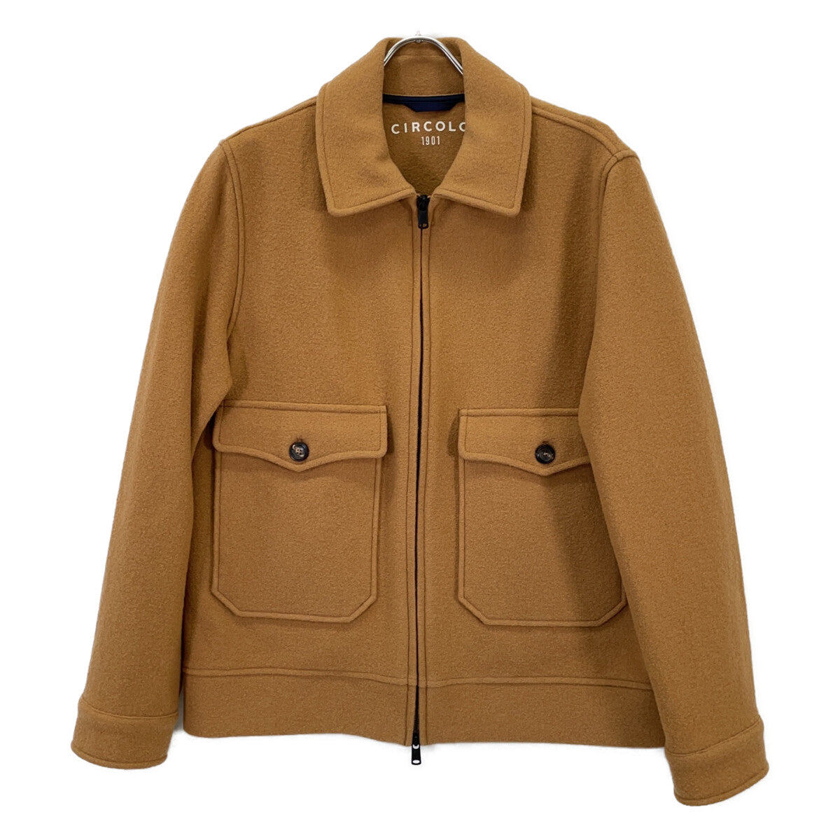 CIRCOLO Collared Wool Blouson Jacket Brown Size L