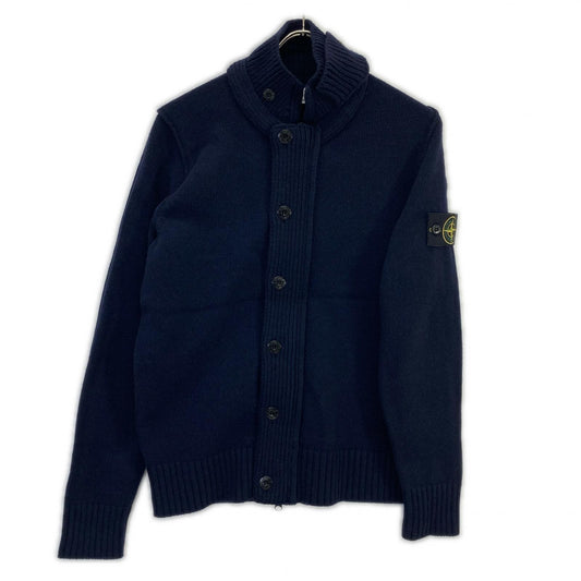 STONE ISLAND Stand Collar Wool Cardigan Blue Size M