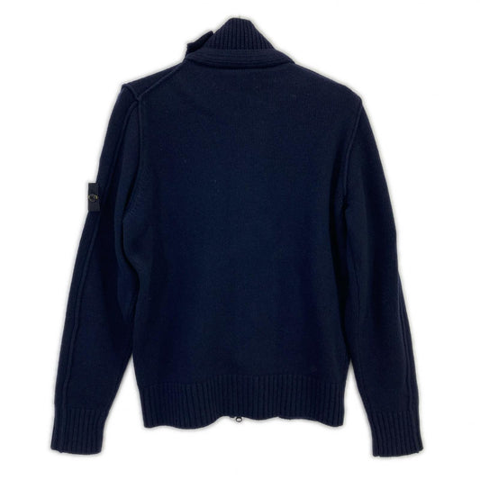 STONE ISLAND Stand Collar Wool Cardigan Blue Size M